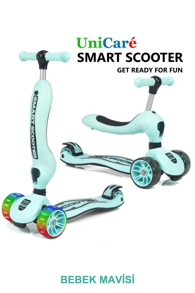 Smart Oturaklı Çocuk Scooter 3 Tekerlekli Işıklı Ledli Scooter 
